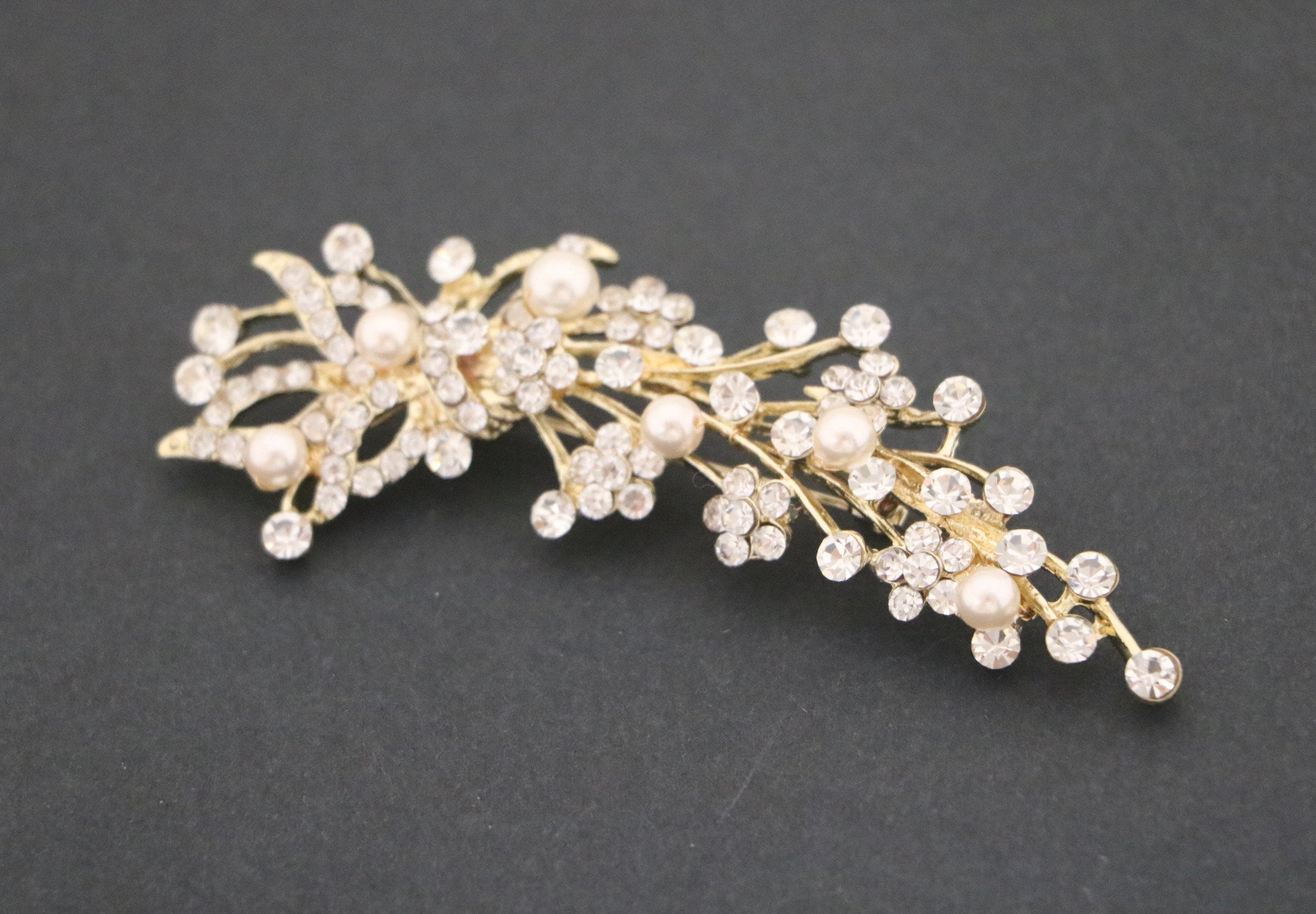 Broches Para Mantilla Semana Santa KristLand - Bridal Arte Decorativo Nupcial Vintage Broche Brillante Cristal Flor Hoja Rotación Broche De Mujeres Dama De Honor Boda Novia Estilo Broche Dorado