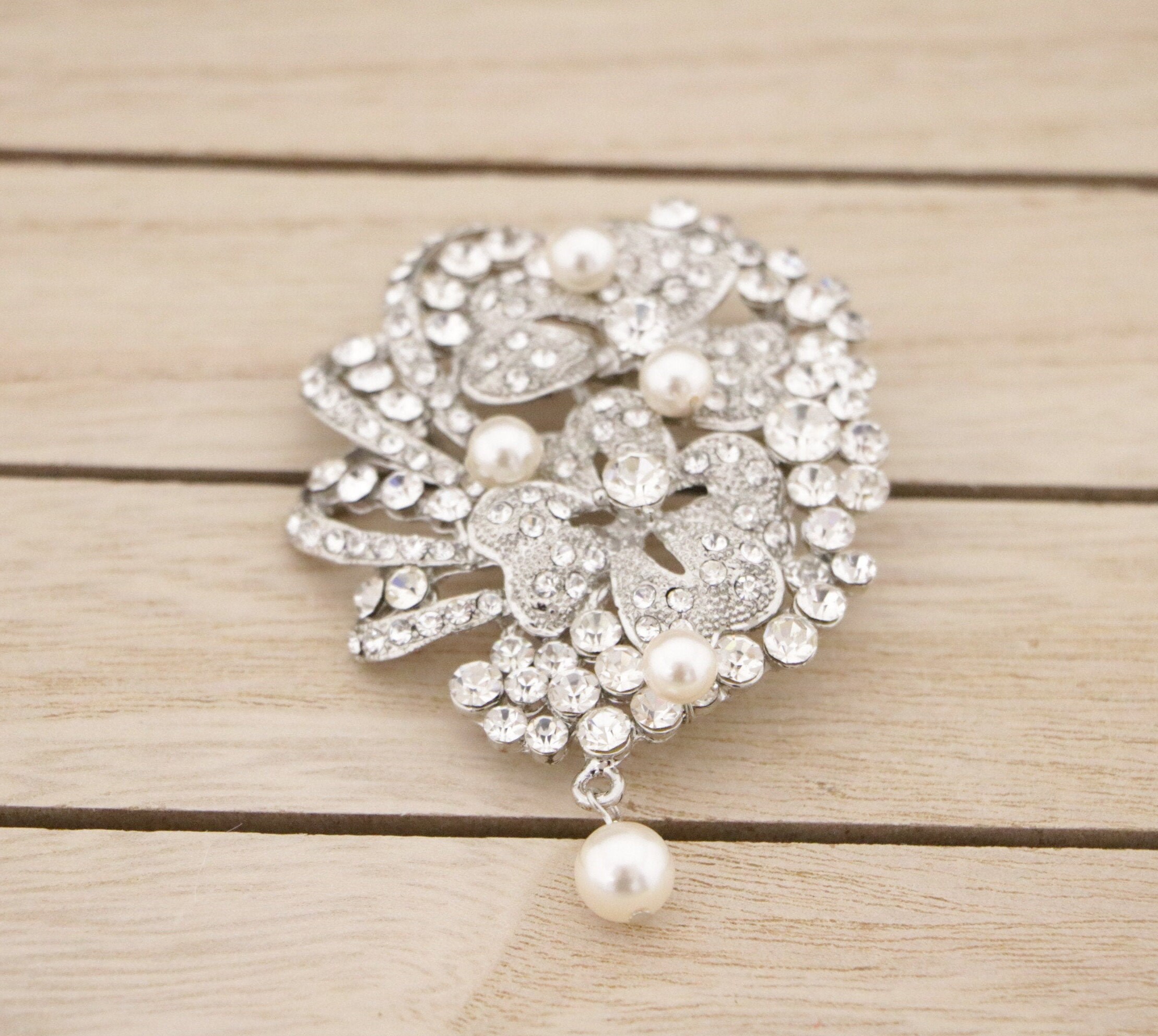 Broche Trèfle à Quatre Feuilles En Strass Et Alliage - Taille 4.5x3.4 Cm - Pour Femme, Décoration Vêtements, Chapeau, Sac