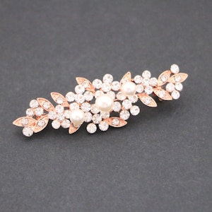 Gold Bridal dress brooch pin Small Wedding brooch pin Bridesmaid dress belt brooch Bridal Pearl brooch pin Flower girl dress sash brooch pin image 4