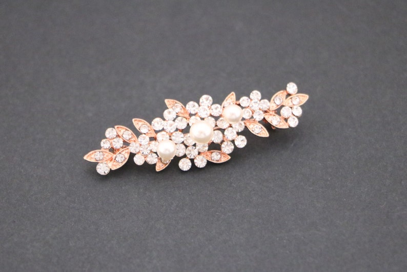 Gold Bridal dress brooch pin Small Wedding brooch pin Bridesmaid dress belt brooch Bridal Pearl brooch pin Flower girl dress sash brooch pin image 4