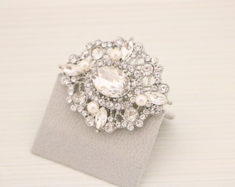 Broche de boda de plata alfileres pequeño broche nupcial perla y broche de cristal alfileres broche de pelo de boda broche de vestido de novia peine de pelo de boda