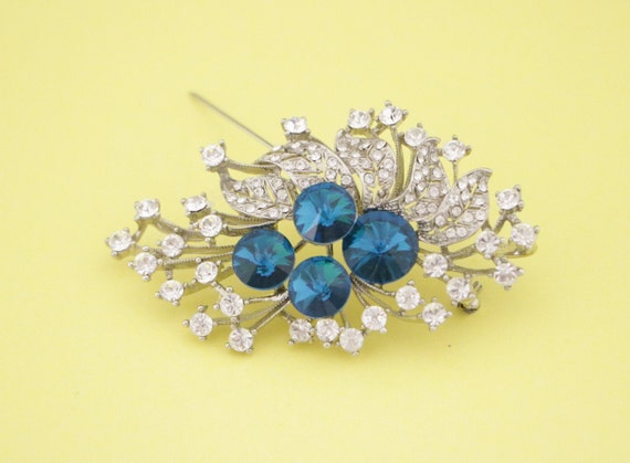 Rhinestone Brooch Pin Wedding Dress Broach Wedding Brooch Pin Blue Bridal Brooch Pin Navy Blue Brooch Pin Wedding Dress Brooch Bridal Belt Etsy UK