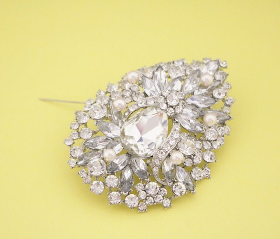 Wedding Dress Broach Large Wedding Brooch Rhinestone Brooch Pin Bridal Brooch Pin Brooch for Wedding Dress Pearl and Crystal Brooch Silver Etsy Canada
