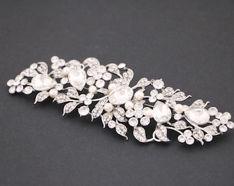 Bridal dress brooch pin Large Wedding brooch pins Crystal and Pearl brooch pin Wedding cake brooch pin Rhinestone brooch pins wedding belt