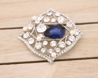 Navy blue Wedding brooch pins Bridal dress brooch pin wedding jewelry brooch pearl brooch rhinestone Brooch pins brooches for women Crystal