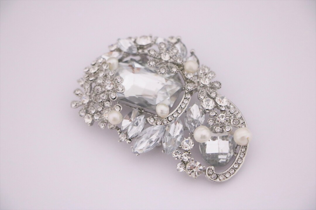 Rhinestone and Pearl Brooches Dress Bling Brooch Bridal Dress Sash