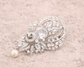 Wedding brooch Wedding cake Brooch pins Silver Bridal brooch pins Pearl brooch pins Wedding dress brooch Bridal hair brooch Crystal brooch