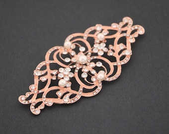 Rose gold Wedding brooch pin Pearl brooch Gold Rhinestone brooch Wedding dress brooch Bridal cake brooch Bridesmaid dress sashes Brooch pins