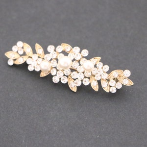 Gold Bridal dress brooch pin Small Wedding brooch pin Bridesmaid dress belt brooch Bridal Pearl brooch pin Flower girl dress sash brooch pin image 7