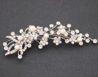 Silver Wedding brooch pins Pearl brooch pins Rhinestone brooch pins Wedding hair brooch Bridal hair comb Wedding dress brooch pins Bridal