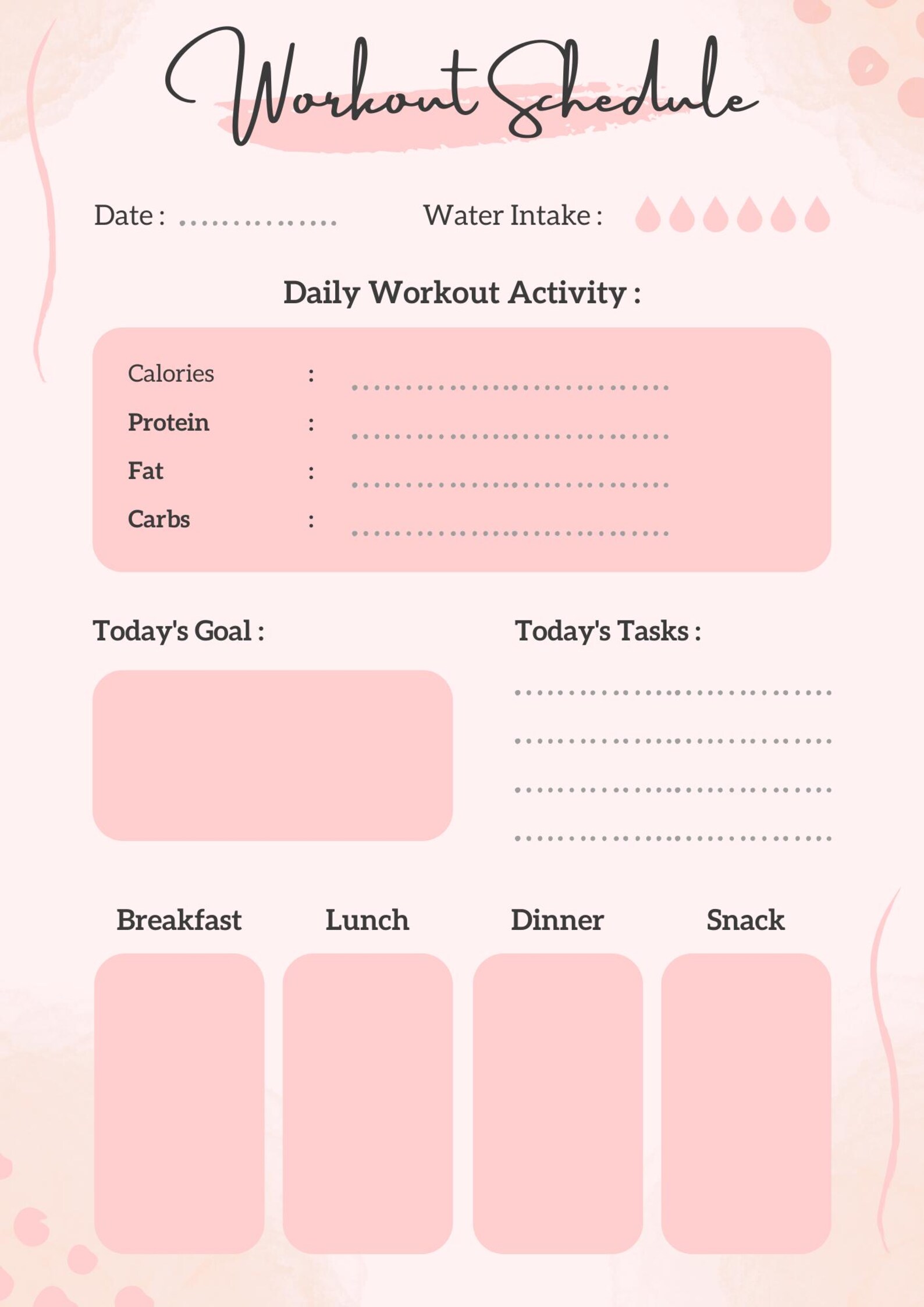 Workout Tracker Examples Editable Workout Schedule Canva Template | Weekly Fitness Planner | Gym ...