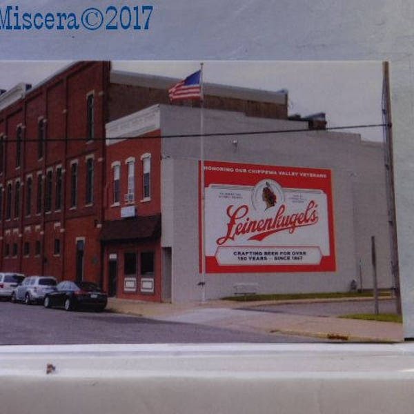 Leinenkugel Mural postcard - c2017 Chippewa Falls, Wisconsin 150th Aniversary - photo postcard of mural on side of building