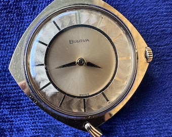 Vintage Vergoldete Bulova Uhr Anhänger, Schweizer Uhrwerk.
