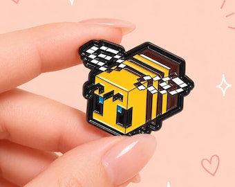 Pixel Bee Enamel Pin – Gaming Badge, Yellow Black Soft Enamel (1.1 x 1.1 inches)