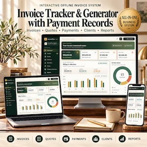 HTML Invoice Tracker and Generator, HTML Invoice App, Payment Manager, Quote & Estimate Template, Small Business Digital Download