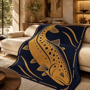 Trout Overlay Mosaic Crochet Pattern, Fish Blanket Pattern PDF, Cabin Crochet Blanket, Row by Row Instructions, Digital Download