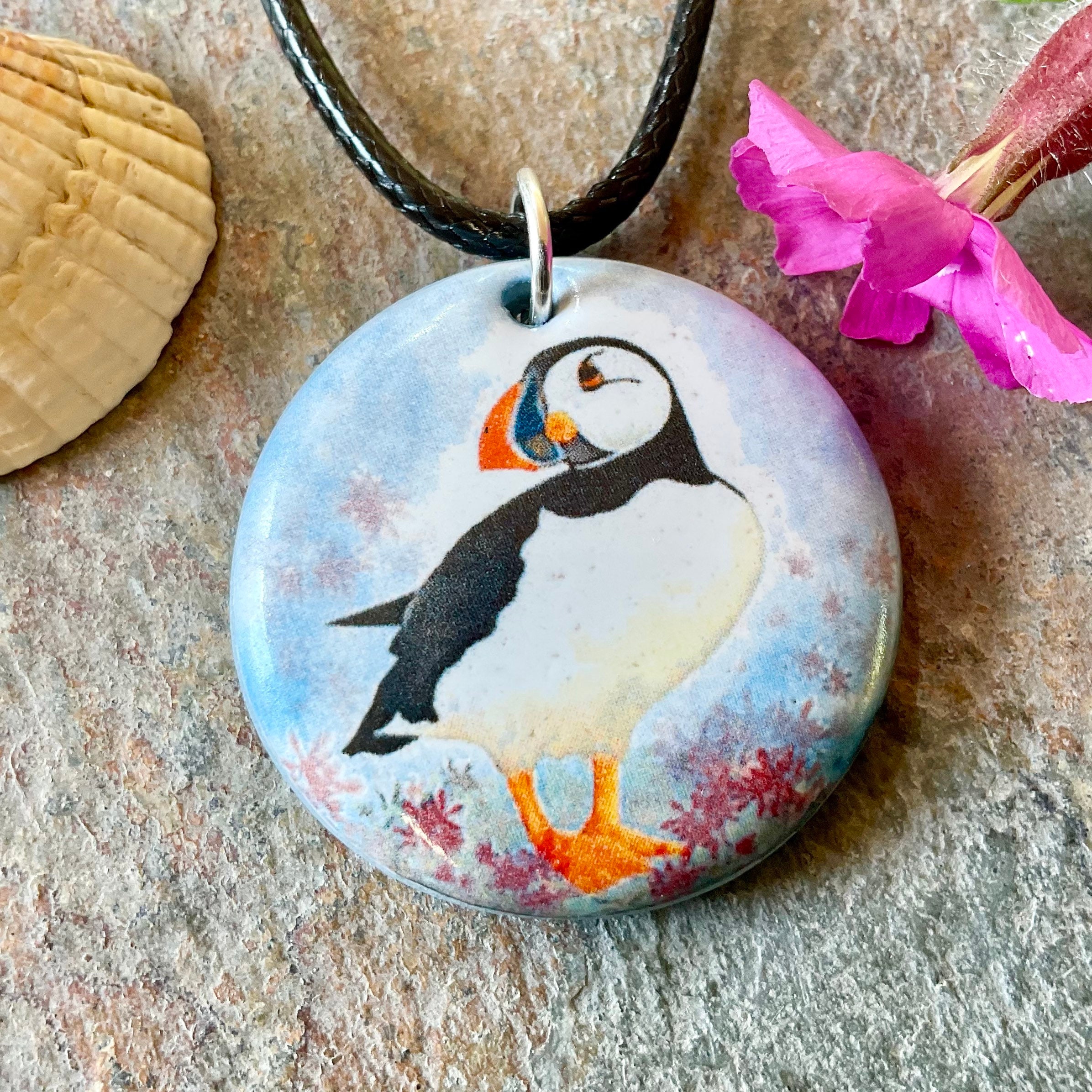 PUFFIN CERAMIC PENDANT Puffin Necklace Handmade Puffin Jewellery