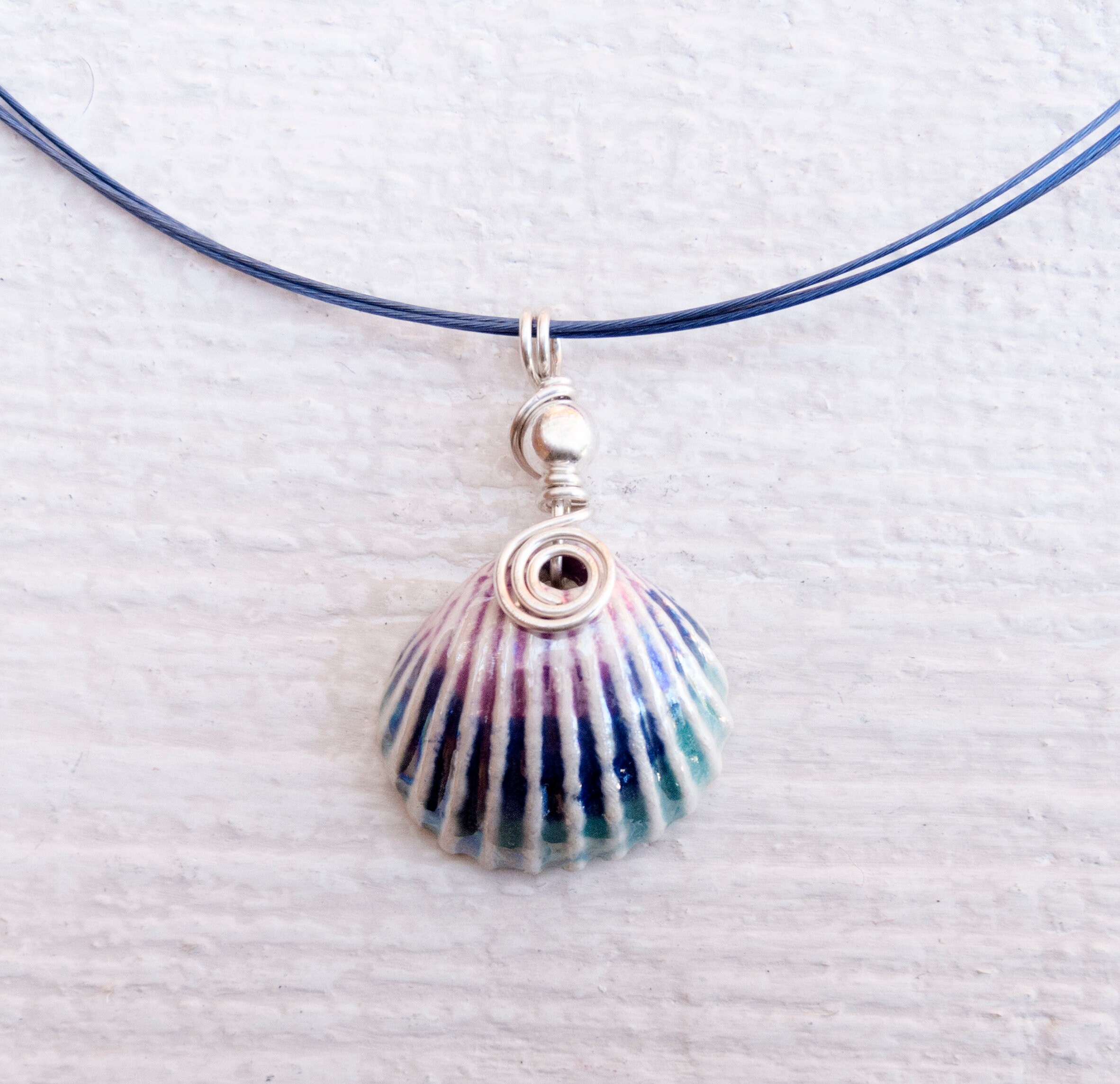 SEA SHELL NECKLACE Handmade Ceramic Necklace Sterling Etsy