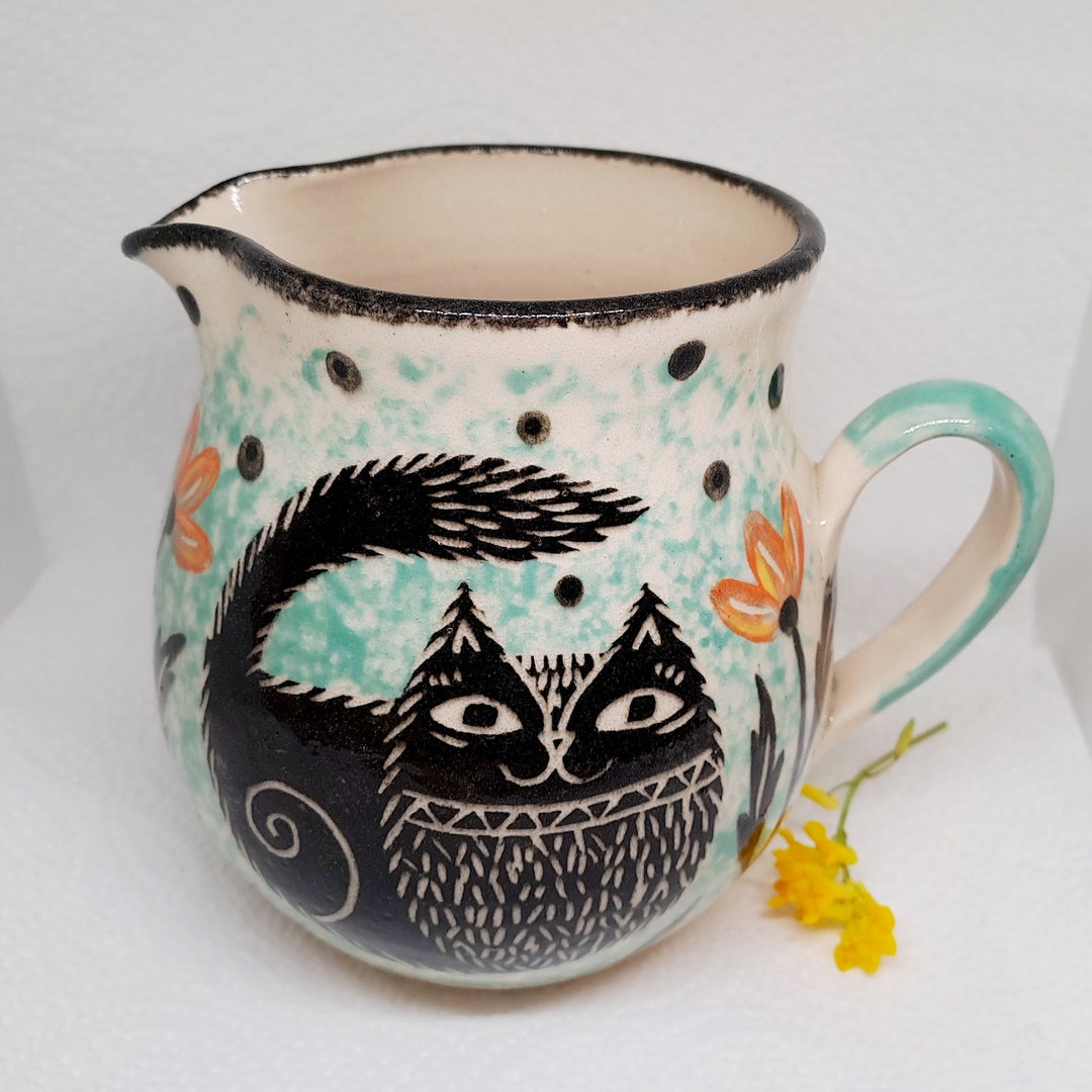 BLACK CAT JUG Handmade Pottery Cat Jug Cat Jug Stoneware Jug Handmade