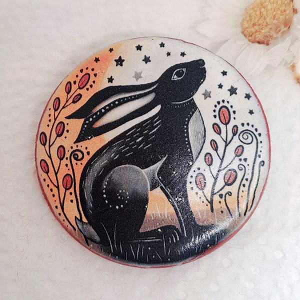 HARE BROOCH - Handmade Ceramic Brooch - Hare Brooch - Hare Art Jewellery