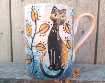 SIAMESE CAT MUG - Handmade Pottery Cat Mug - Cat Mug - Stoneware Mug - Handmade In Wales