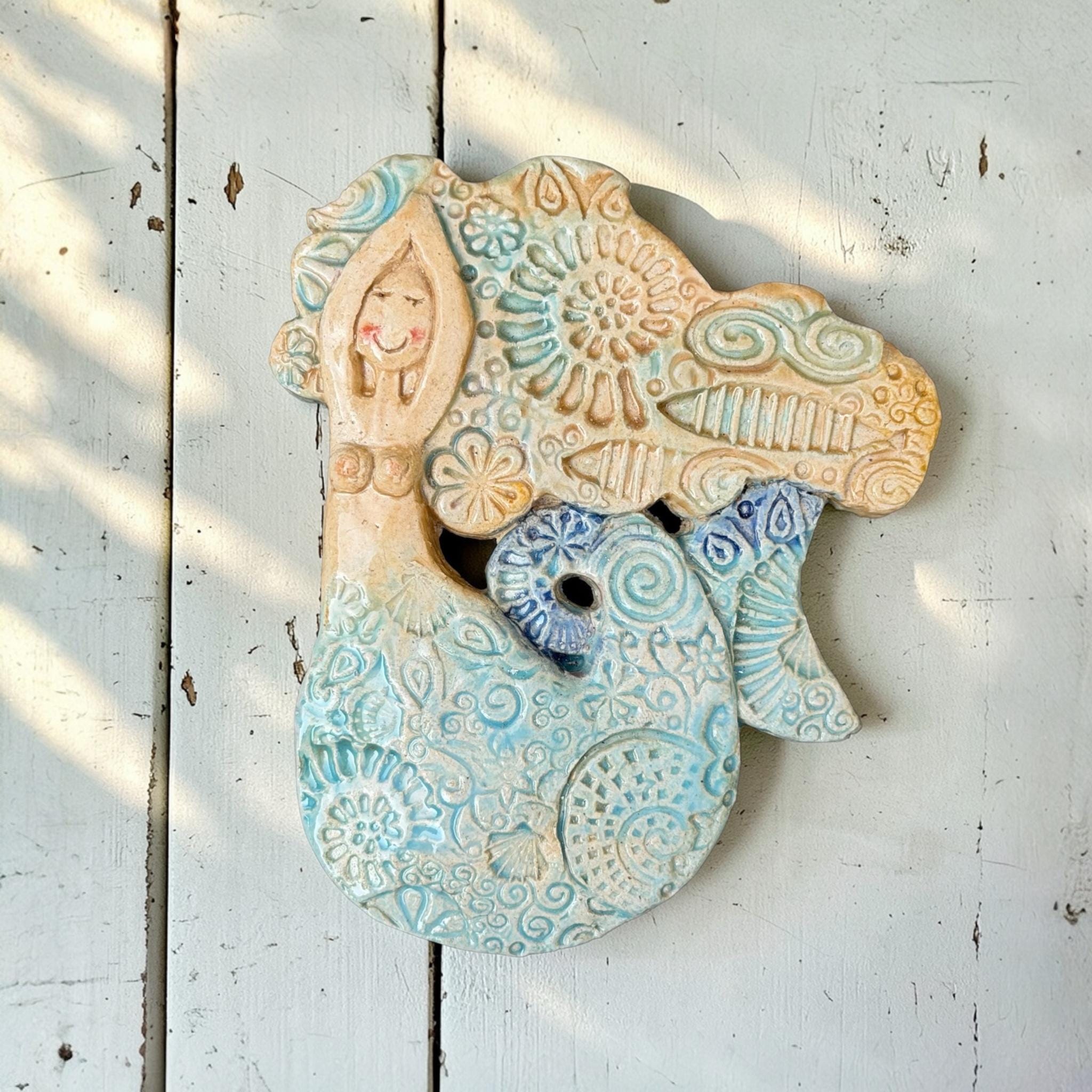 Mermaid Wall Hanging: Coastal Wall Art - Sea Maiden Stoneware Plaque ...