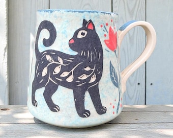 手作り陶器の馬花瓶：月と星、手描きの陶芸アート - Etsy 日本