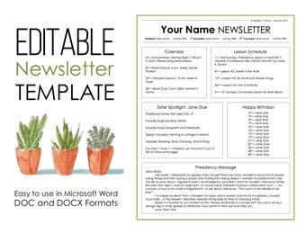 Newsletter Template for Microsoft Word - EDITABLE - Instant Download - Printable - 2 Pages