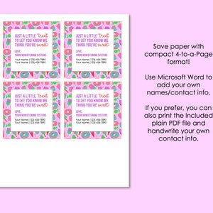 LDS Ministering Sisters Gift Treat Tag with Editable Contact Information image 2
