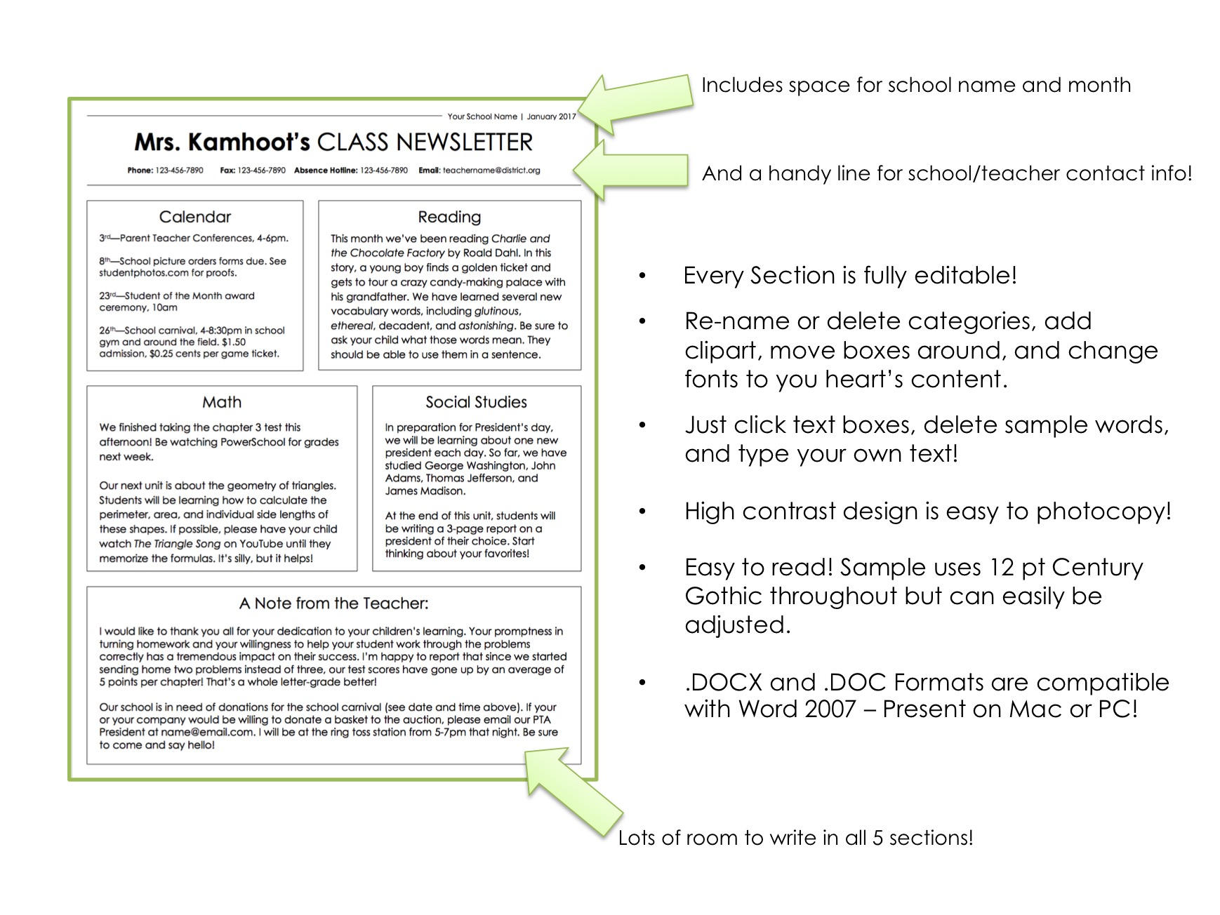 Newsletter Template for Microsoft Word EDITABLE Instant - Etsy
