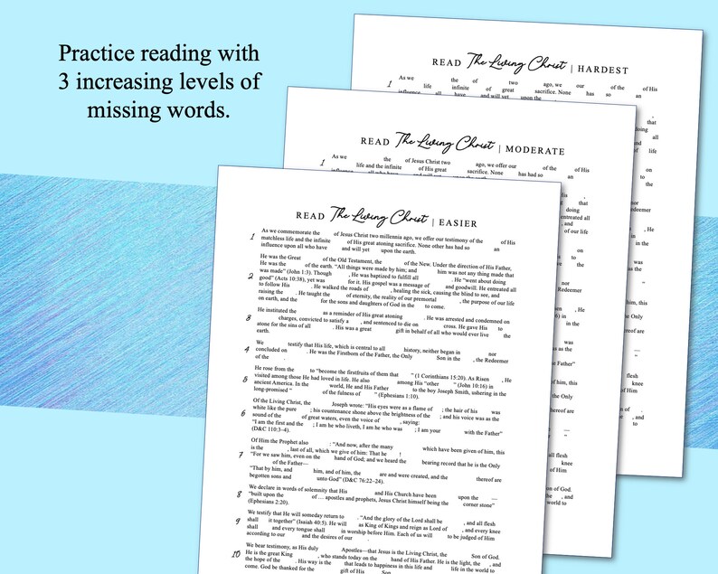 The Living Christ Memorizing Helps and Tracker - Printable - LDS ...