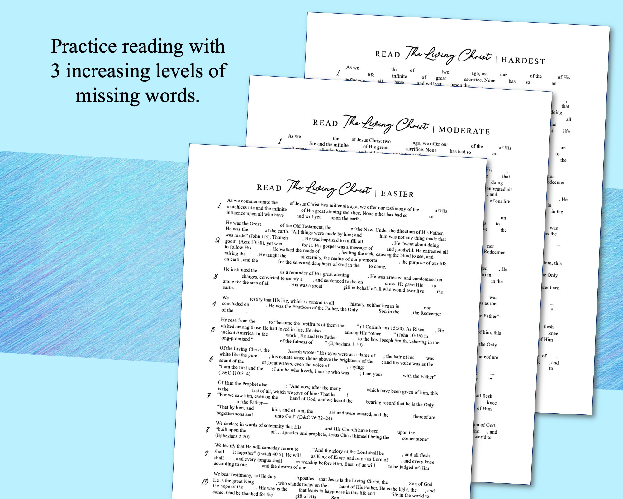 The Living Christ Memorizing Helps and Tracker - Printable - LDS - Memory Aid - Etsy