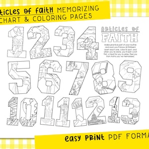 Artículos de fe Memorización de seguimiento y páginas para colorear - LDS Primary