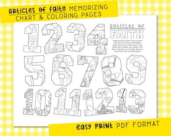 Articles of Faith Memorizing Tracker and Coloring Pages - LDS Primary