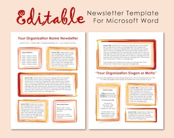 Editable Newsletter Template - Microsoft Word - Instant Download - Printable