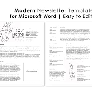 Editable Newsletter Template for Microsoft Word - Instant Download - Printable - Modern - Business