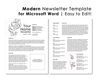 Editable Newsletter Template for Microsoft Word - Instant Download - Printable - Modern - Business