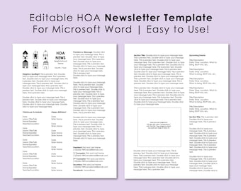 Newsletter Template - Editable - Microsoft Word - Instant Download - Printable