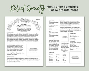 Editable Relief Society Newsletter Template - Microsoft Word - LDS Download - Printable