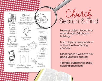 LDS Lesson Activity Search and Find for Church Building - Primary - Scavenger Hunt - Scripture Chase