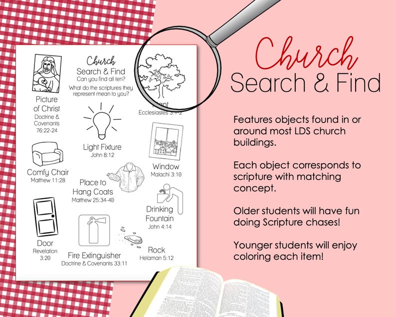 LDS Lesson Activity Search and Find for Church Building - Primary ...