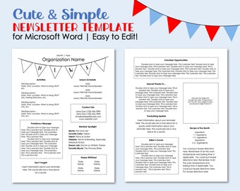 Newsletter Template Editable in Microsoft Word - Instant Download - Printable - Simple