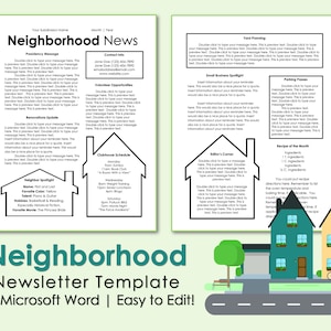 Modèle de bulletin de quartier - Modifiable dans Microsoft Word - Téléchargement instantané - Imprimable - HOA