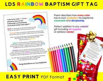 LDS Baptism Gift Tag Rainbow Poem Printable