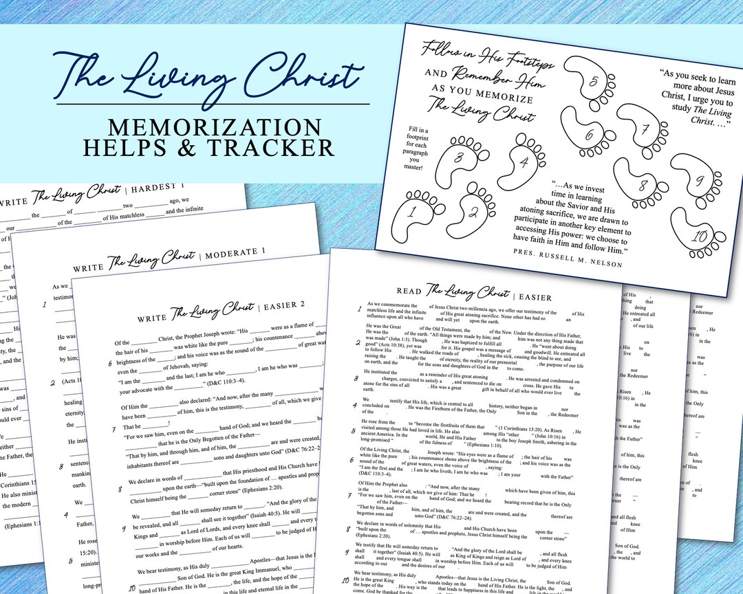 The Living Christ Memorizing Helps and Tracker - Printable - LDS - Memory Aid - Etsy
