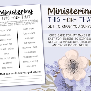 Ministering Survey This or That LDS Relief Society Get to Know You