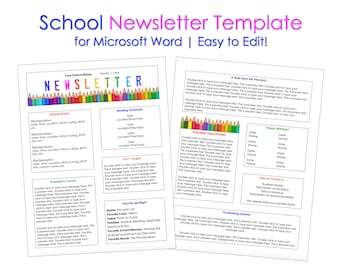 Editable PTA Newsletter Template for Microsoft Word - Instant Download - Printable - Class - School - PTO