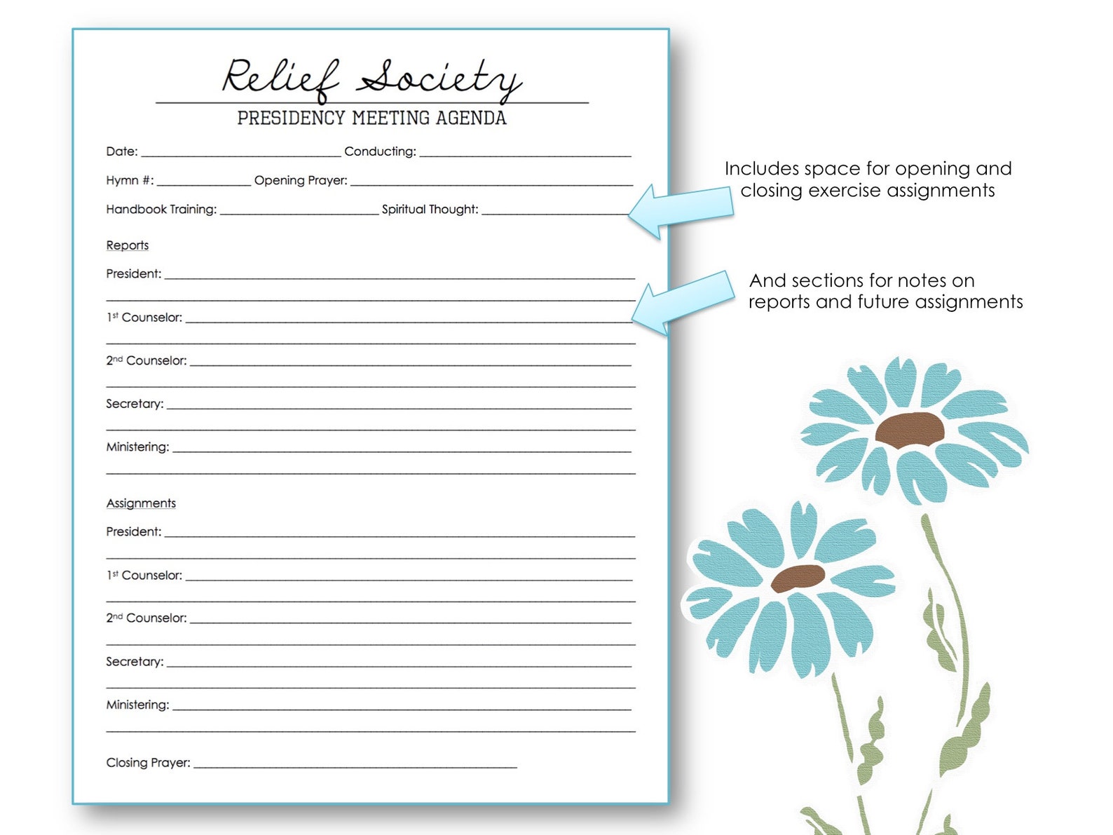 Relief Society Agendas for Sunday and Presidency Meetings - Editable ...