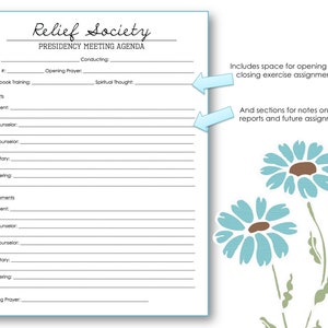 Relief Society Agendas for Sunday and Presidency Meetings - Editable ...