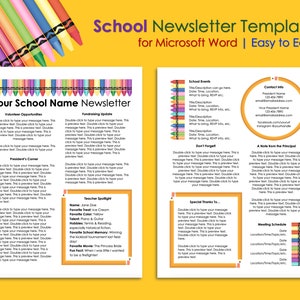 Editable School Newsletter Template - Microsoft Word - Instant Download - Printable - Class - PTA - PTO